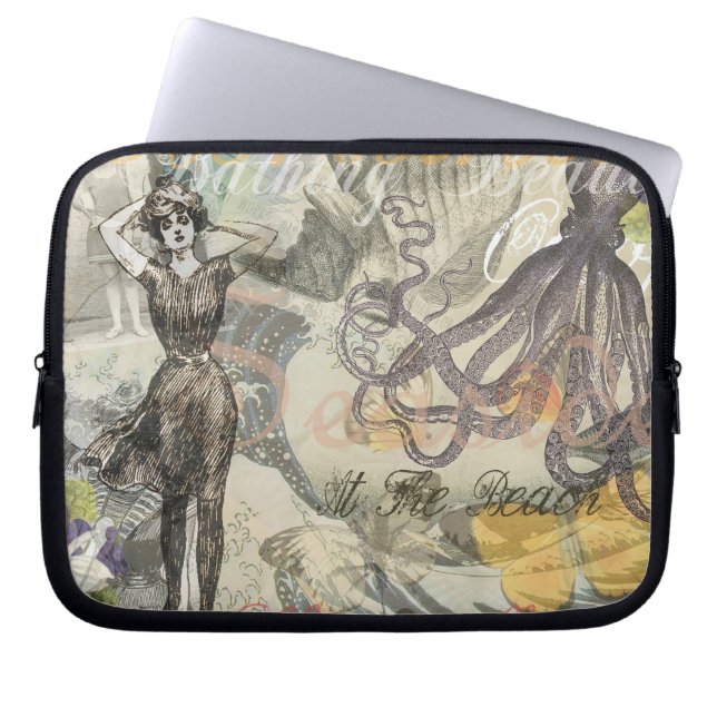 Octopus Beach Vacation Victoriaans Gothic Fun Laptop Sleeve (Voorkant)