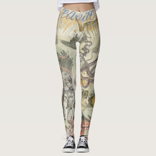 Octopus Beach Vacation Victoriaans Gothic Fun Leggings (Voorkant)