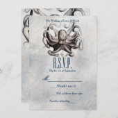 Octopus Beach Zee Zout Bruiloft RSVP Kaart (Voorkant / Achterkant)