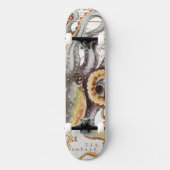 Octopus Beige  Map Nautical Marine Aquatic Persoonlijk Skateboard (Voorkant)