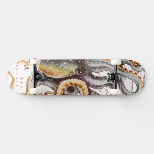 Octopus Beige  Map Nautical Marine Aquatic Persoonlijk Skateboard (Horizontaal)