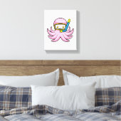 Octopus bij duiken met Snorkel en zwembril Canvas Afdruk (Insitu (Slaapkamer))