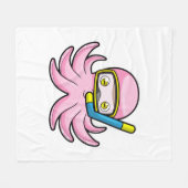 Octopus bij duiken met Snorkel en zwembril Fleece Deken (Voorkant (Horizontaal))