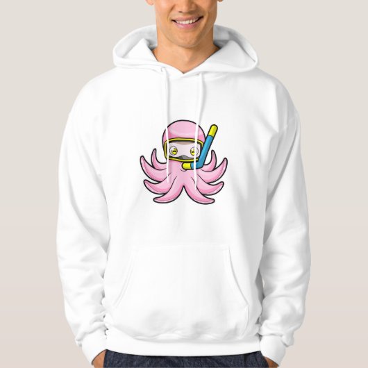 Octopus bij duiken met Snorkel en zwembril Hoodie (Voorkant)