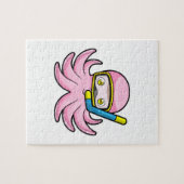 Octopus bij duiken met Snorkel en zwembril Legpuzzel (Horizontaal)