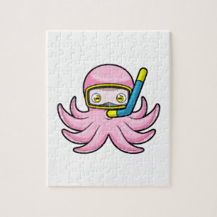 Octopus bij duiken met Snorkel en zwembril Legpuzzel