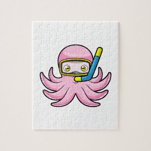 Octopus bij duiken met Snorkel en zwembril Legpuzzel (Verticaal)