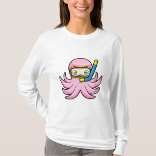 Octopus bij duiken met Snorkel en zwembril T-shirt