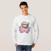 Octopus bij duiken met Snorkel en zwembril T-shirt (Voorkant volledig)
