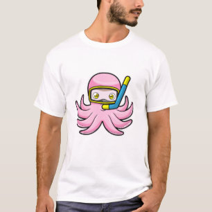 Octopus bij duiken met Snorkel en zwembril T-shirt