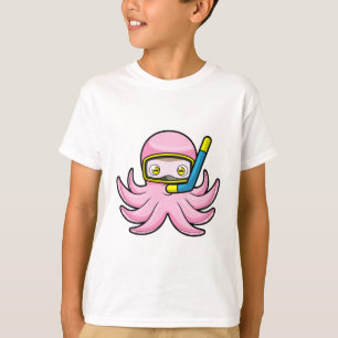 Octopus bij duiken met Snorkel en zwembril T-shirt