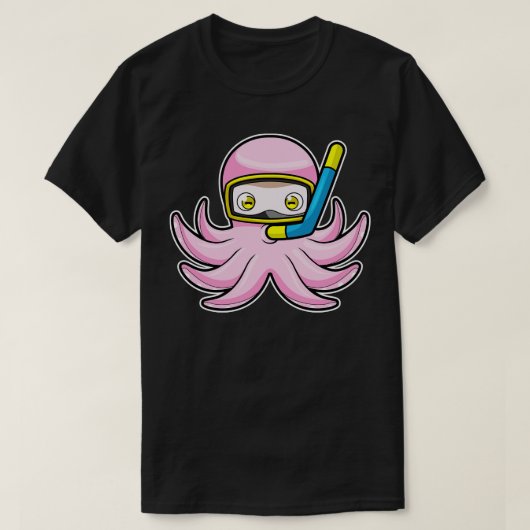Octopus bij Duiken met Snorkel Zwembril T-shirt (Design voorkant)