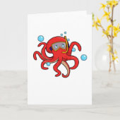 Octopus bij duiken met zwembril kaart (Gele Bloem)