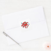 Octopus bij duiken met zwembril vierkante sticker (Envelop)