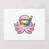 Octopus bij het duiken met snorkel en zwembril briefkaart (Voorkant)