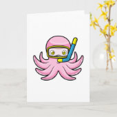 Octopus bij het duiken met snorkel en zwembril kaart (Gele Bloem)