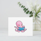 Octopus bij het lezen van een boek briefkaart (Staand voorkant)
