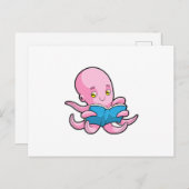 Octopus bij het lezen van een boek briefkaart (Voorkant / Achterkant)