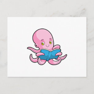 Octopus bij het lezen van een boek briefkaart