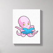 Octopus bij het lezen van een boek canvas afdruk (Voorkant)