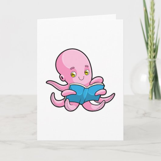 Octopus bij het lezen van een boek kaart (Voorkant)