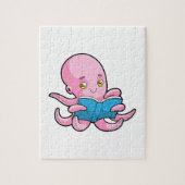Octopus bij het lezen van een boek legpuzzel (Verticaal)