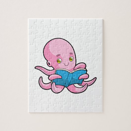 Octopus bij het lezen van een boek legpuzzel (Verticaal)