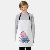 Octopus bij het lezen van een boek schort (Gedragen)