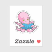 Octopus bij het lezen van een boek sticker (Vel)