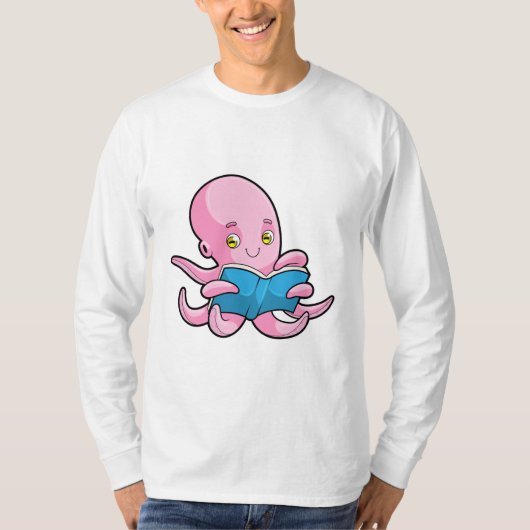 Octopus bij het lezen van een boek t-shirt (Voorkant)