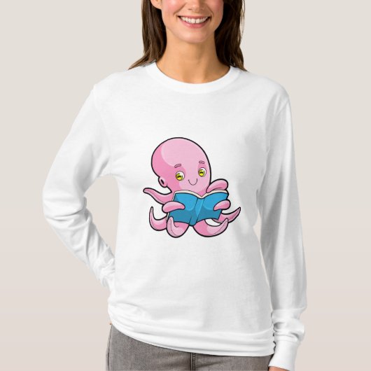 Octopus bij het lezen van een boek t-shirt (Voorkant)
