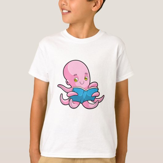 Octopus bij het lezen van een boek t-shirt (Voorkant)