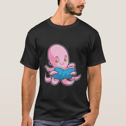Octopus bij het lezen van een boek t-shirt (Voorkant)