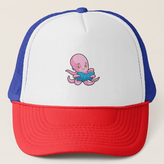 Octopus bij het lezen van een boek trucker pet (Voorkant)