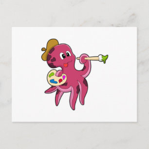 Octopus bij het Schilderen met Borstel & Kleur Briefkaart