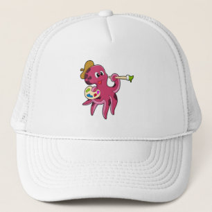 Octopus bij het Schilderen met Borstel & Kleur Trucker Pet