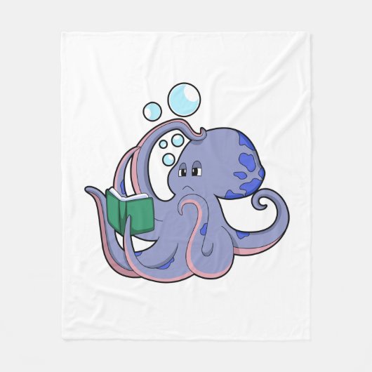 Octopus bij lezen boek fleece deken (Voorkant)