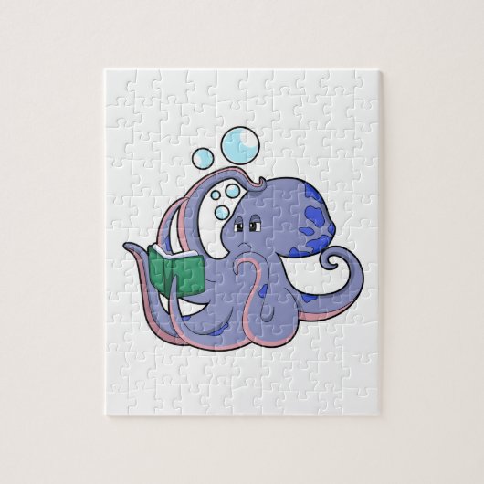 Octopus bij lezen boek legpuzzel (Verticaal)