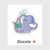 Octopus bij lezen boek sticker (Vel)