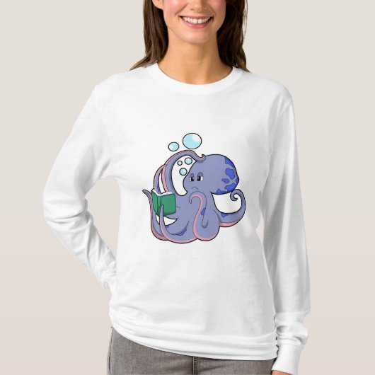 Octopus bij lezen boek t-shirt (Voorkant)