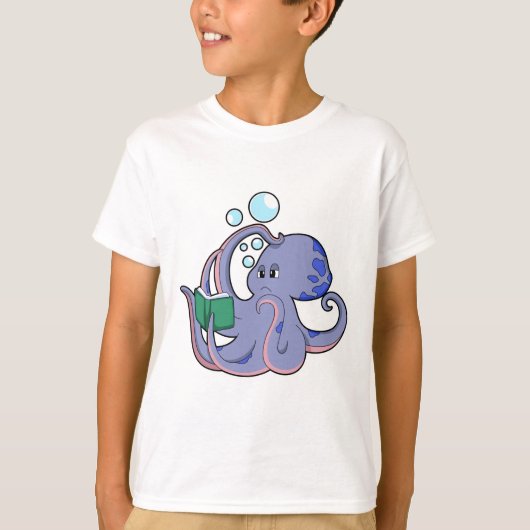 Octopus bij lezen boek t-shirt (Voorkant)