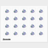 Octopus bij lezen boek vierkante sticker (Vel)