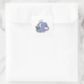 Octopus bij lezen boek vierkante sticker (Tas)