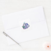 Octopus bij lezen boek vierkante sticker (Envelop)