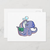 Octopus bij lezen met boek briefkaart (Voorkant / Achterkant)