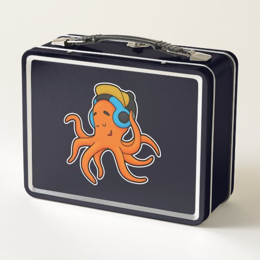Octopus bij Muziek met hoofdtelefoon (Achterkant)