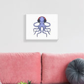 Octopus bij Muziek met hoofdtelefoon Canvas Afdruk (Insitu (Woonkamer))