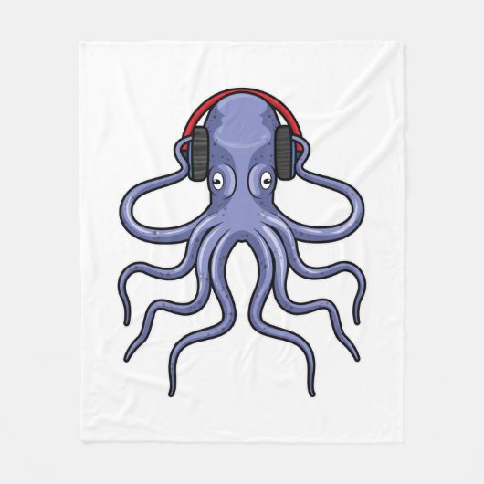 Octopus bij Muziek met hoofdtelefoon Fleece Deken (Voorkant)
