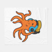 Octopus bij Muziek met hoofdtelefoon Fleece Deken (Voorkant (Horizontaal))