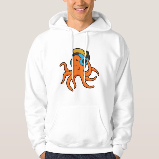 Octopus bij Muziek met hoofdtelefoon Hoodie (Voorkant)